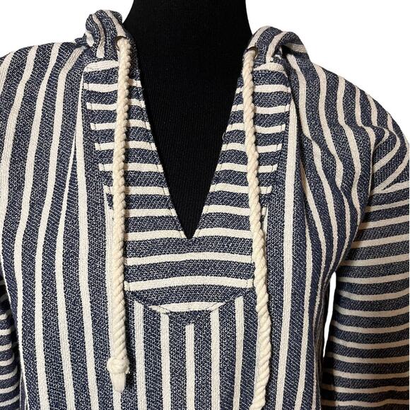 J.‎ Crew Baja Striped Hoodie Blue Cream Size Small - Picture 5 of 9